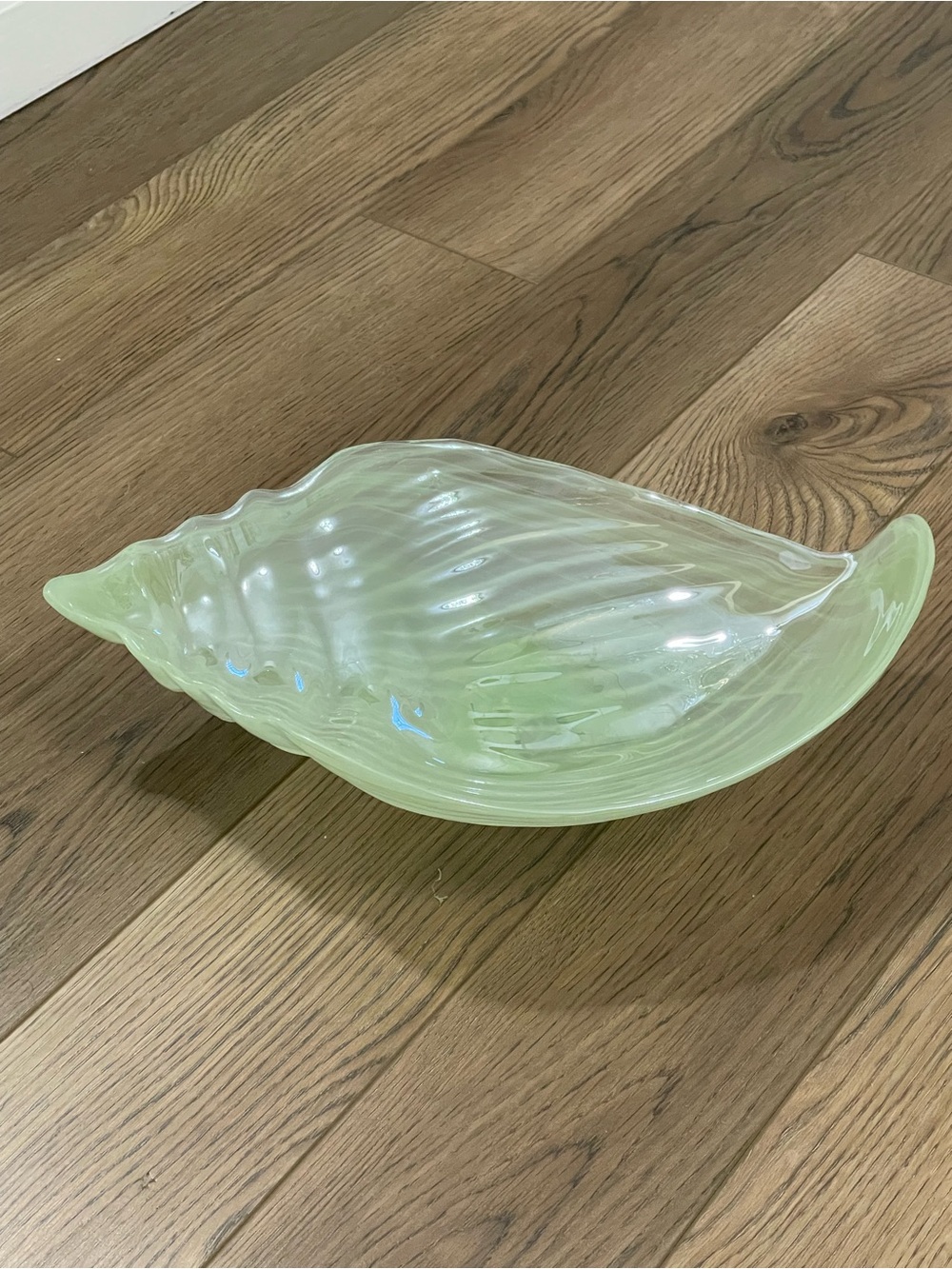 Vintage Green Swirl‎ Glass Seashell Bowl 14”